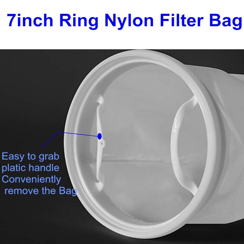 Honritone 5Pack 300 Micron 7Inch Nylon Mesh Water Filter Bags NMO Filter Sock- by 18 Inch Long Bag â€“ Water Liquid Filter Sock for Aquarium, Industrial (300 Micron 7 x 18 inch Nylon Mesh Bag) - Image 2